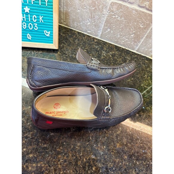 Marc Joseph Wall Street Horsebit Men\'s Brown Pebbled Leather Loafers 10 Like New